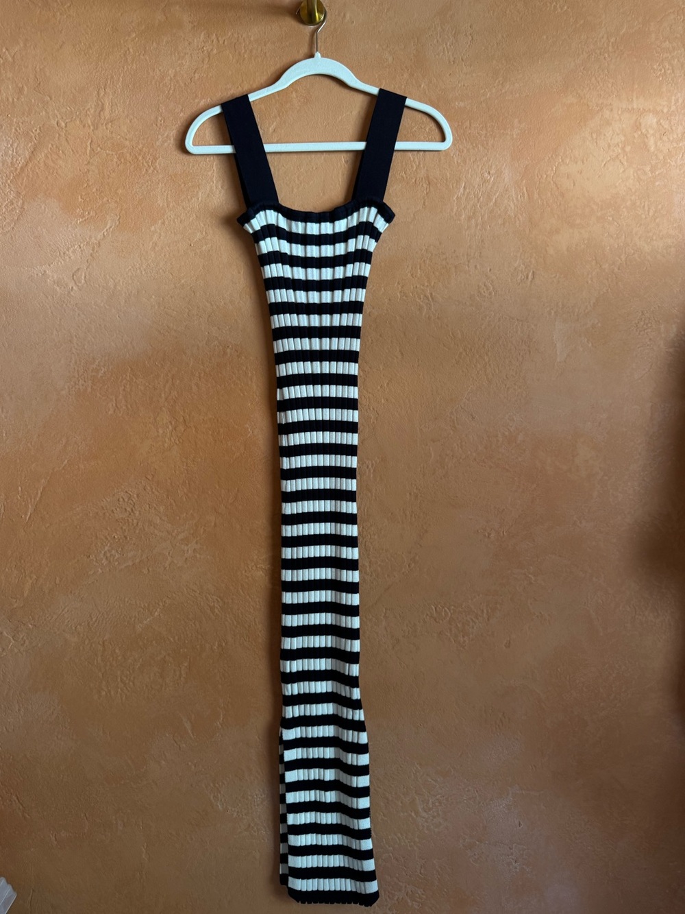 Petal + Pup Black White Striped Ribbed Knit Dress Coastal Resort Size S